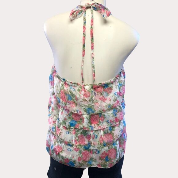 abercrombie & Fitch Floral Chiffon Halter Top Med - Picture 2 of 6